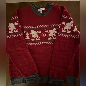 Disney Festive Red and Gray Crewneck Sweater